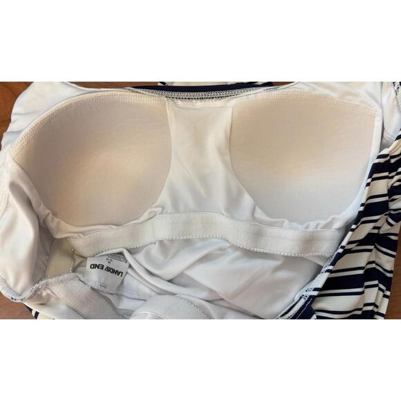 Lands End 1 Pc Swim Wide Straps‎ M Blue White Stripe 1864 - Picture 3 of 5